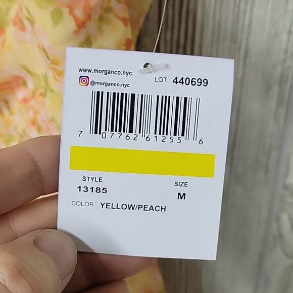 Morgan and Co. Juniors Mini Dress With Layered Skirt Yellow Peach Size M NWT - Picture 4 of 13